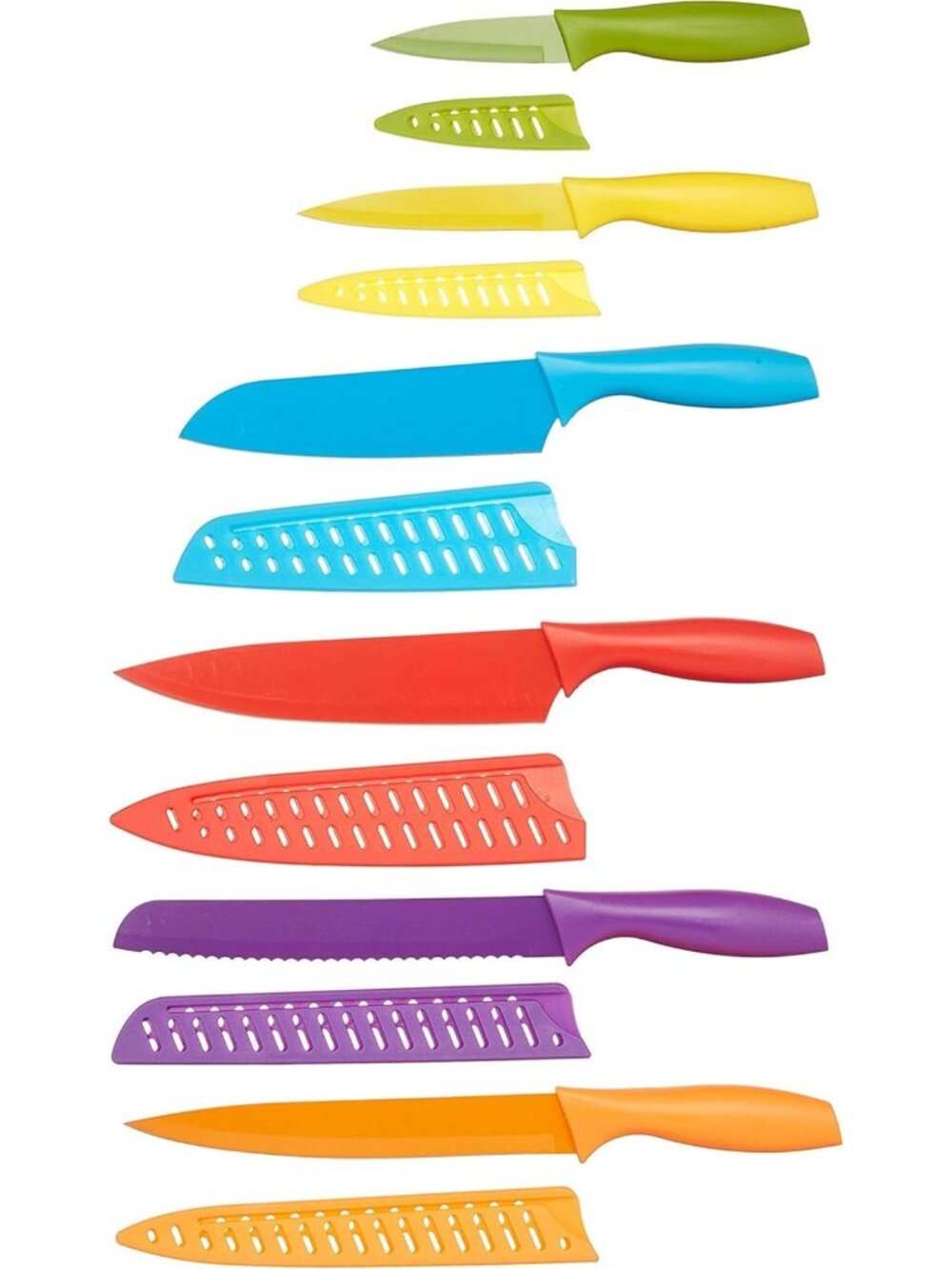 Color-Coded Kitchen Knife Set, 12-Piece, Dishwasher Safe, Ergonomic Handles